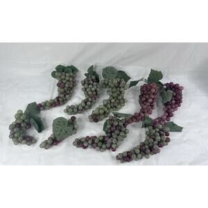 Vintage Artificial Faux Realistic Rubber Grapes Bunches Cottagecore Lot Of 9
